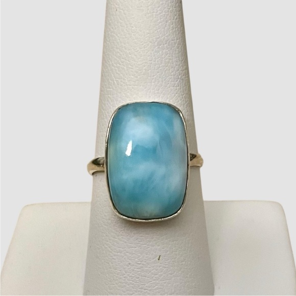 Larimar Sterling Silver Ring 925 Size 8.5 - Picture 2 of 6